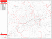 Winston Salem  Wall Map Red Line Style